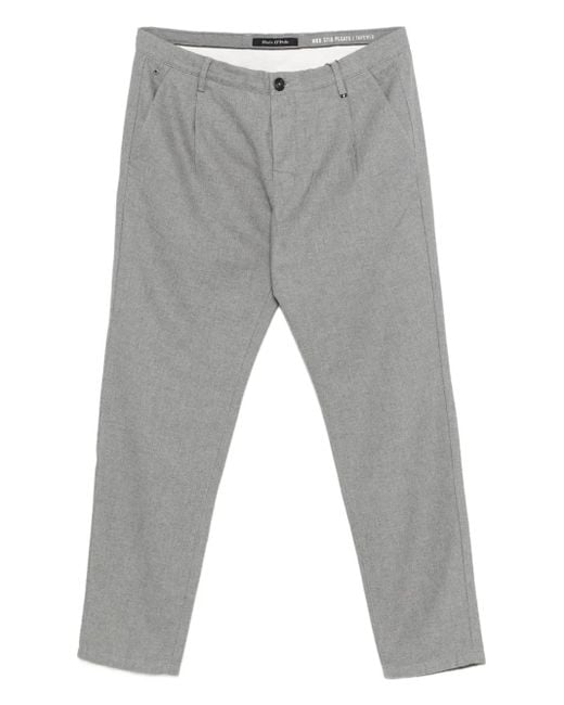 Marc O' Polo Gray Pleated-Detail Tapered Trousers