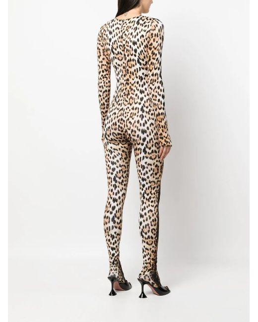 Roberto Cavalli Natural Leopard-Print Jumpsuit