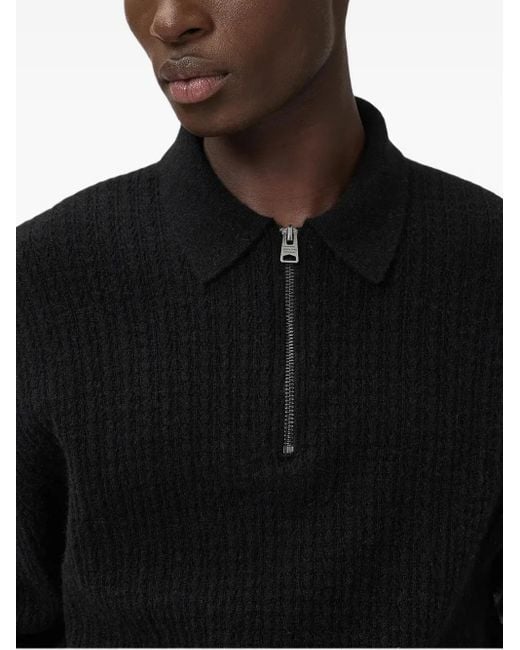 AllSaints Black Wren Frayed-Edge Single-Breasted Blazer for men
