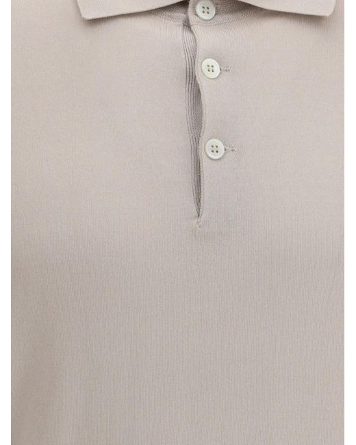 Brunello Cucinelli White Short-Sleeve Polo Shirt for men