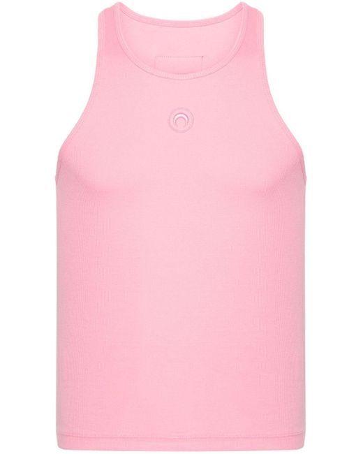 MARINE SERRE Trägershirt mit Sichelmond-Stickerei in Pink für Herren