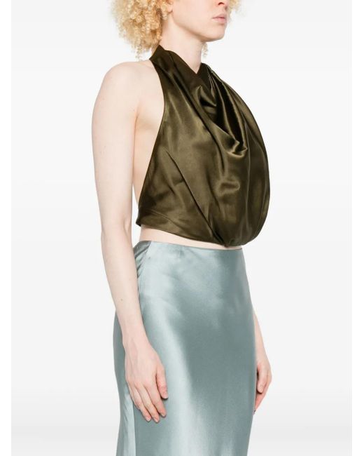 Cult Gaia Green Adienne Draped Halterneck Top