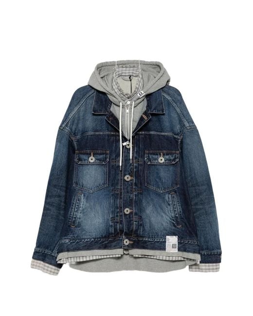 Maison Mihara Yasuhiro Blue Layered-Effect Denim Jacket for men