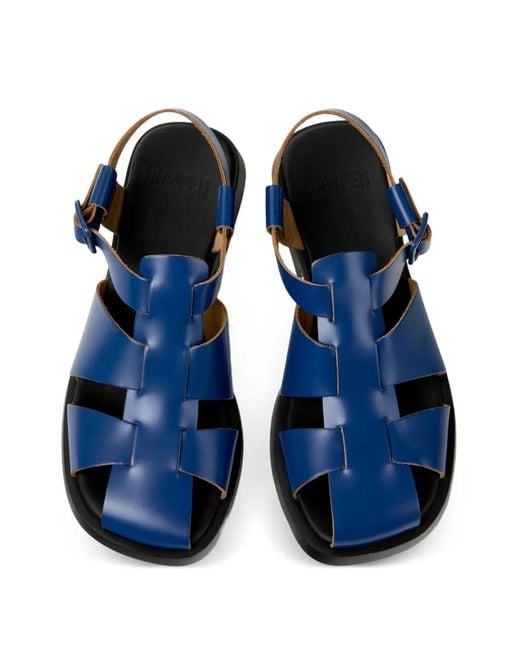 Camper Blue Dana Buckled Leather Sandals