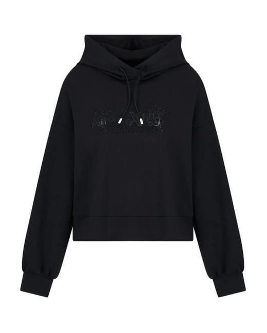 ARMANI EXCHANGE Black Crystal-Embellished Hoodie