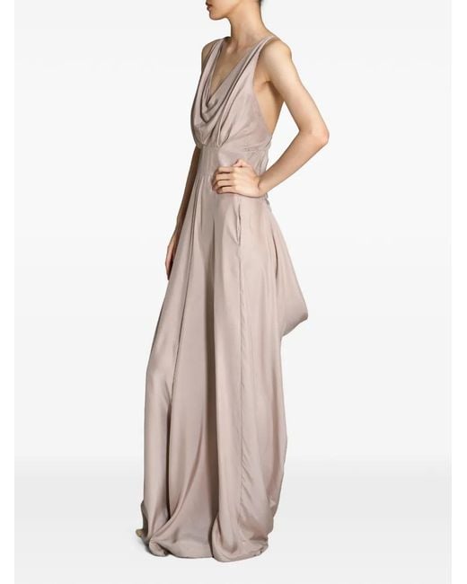 YANGKEHAN Natural Maxi Draped Open-Back Dress