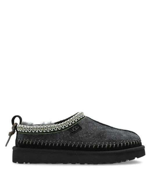 Ugg Black Braided-Trim Sheepskin Slippers