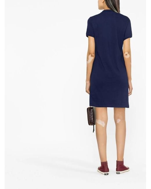 Polo Ralph Lauren Blue Newport/C3870 Logo-Embroidered Cotton-Pique Dress