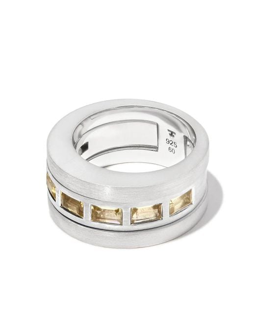 Tom Wood White Double Arch Quartz Ring for men