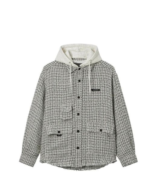 Musium Div. Gray Tweed-Effect Hooded Jacket for men