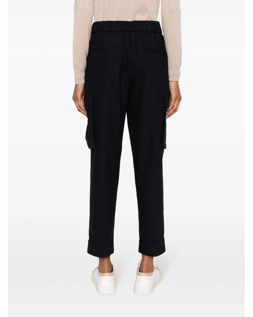 Peserico Black Drawstring-Waistband Cropped Track Pants