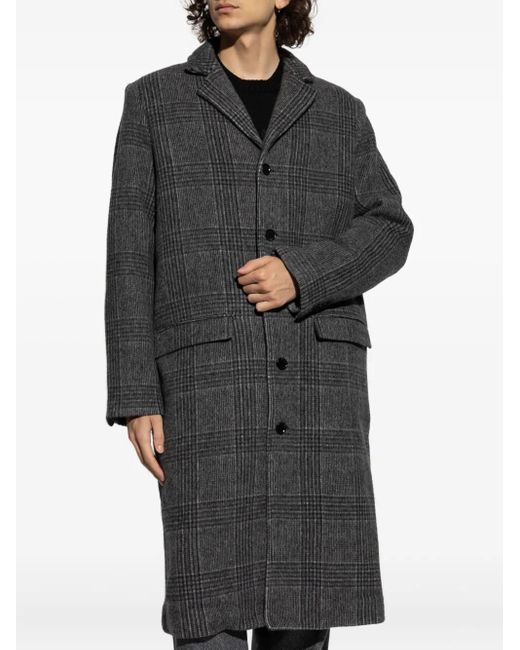 Samsøe & Samsøe Gray Manteau En Laine À Carreaux for men