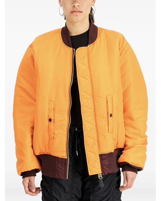 Alpha Industries Red Zip-Up Reversible Bomber Jacket