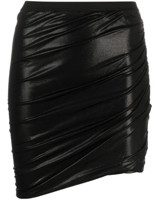 Rick Owens Black Jade High-Shine Draped Miniskirt