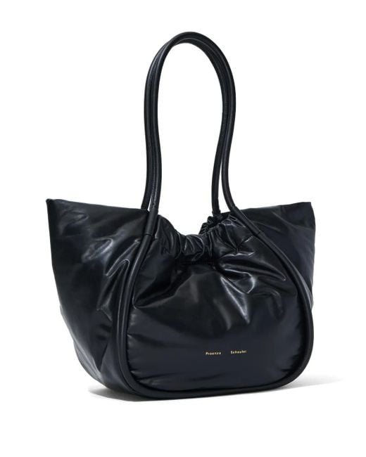 Proenza Schouler Black Ruched Leather Tote Bag