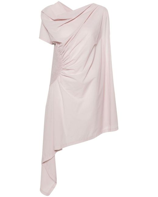 Issey Miyake Pink Drapiertes Kleid im asymmetrischen Look