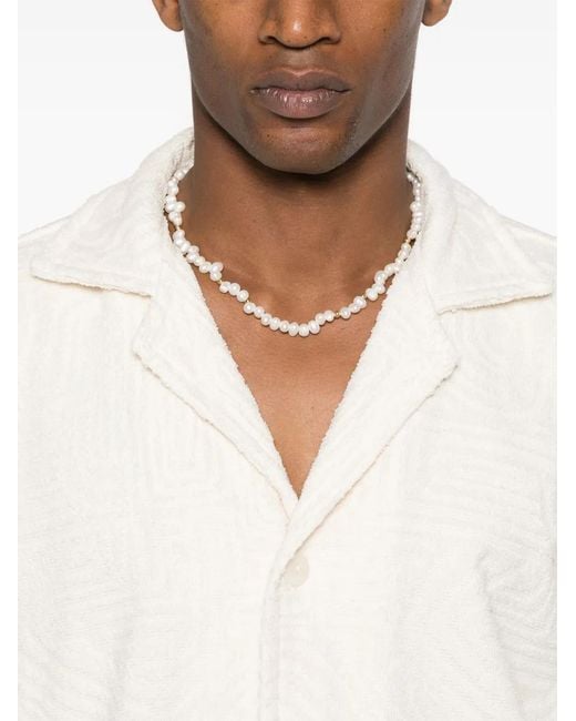 Oas White Golconda Cuba Camp-Collar Shirt for men