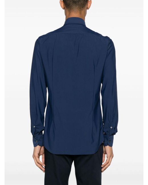 Corneliani Blue Spread-collar Stretch-jersey Shirt for men