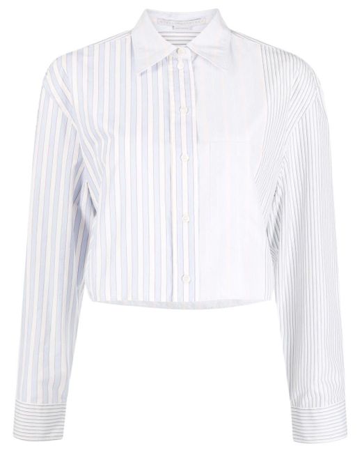 Camicia crop a righe di Stella McCartney in White
