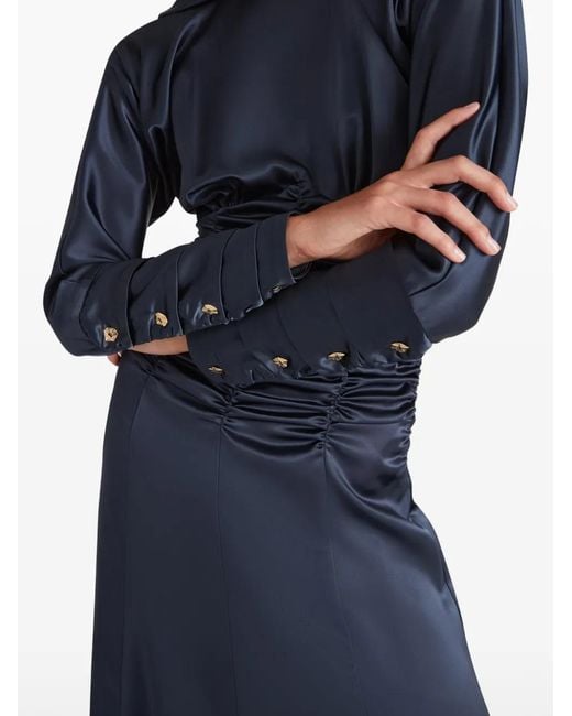 Violante Nessi Blue Backless Ruched Maxi Dress