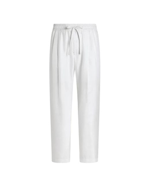 Dolce & Gabbana White Silk Twill Jogging Trousers for men