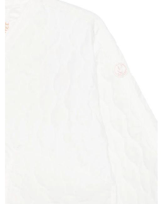 Save The Duck White Quilted-Pattern Jacket