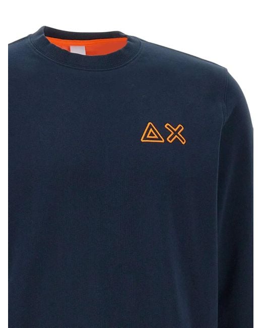 Sun 68 Blue Logo-Embroidered Sweatshirt for men