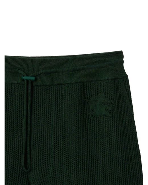 Burberry Green Embroidered-logo Mesh Cotton Shorts for men