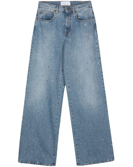 GIUSEPPE DI MORABITO Blue Kristallverzierte Straight-Leg-Jeans