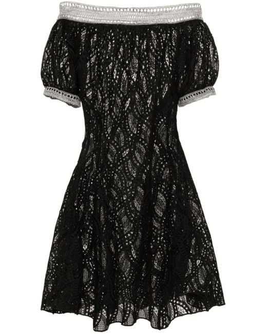 Ermanno Scervino Black Guipure-lace Mini Dress