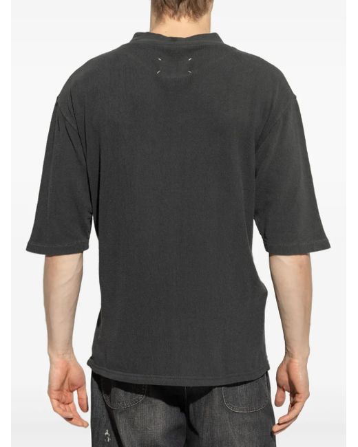 Maison Margiela Black Logo-Print Cotton T-Shirt for men