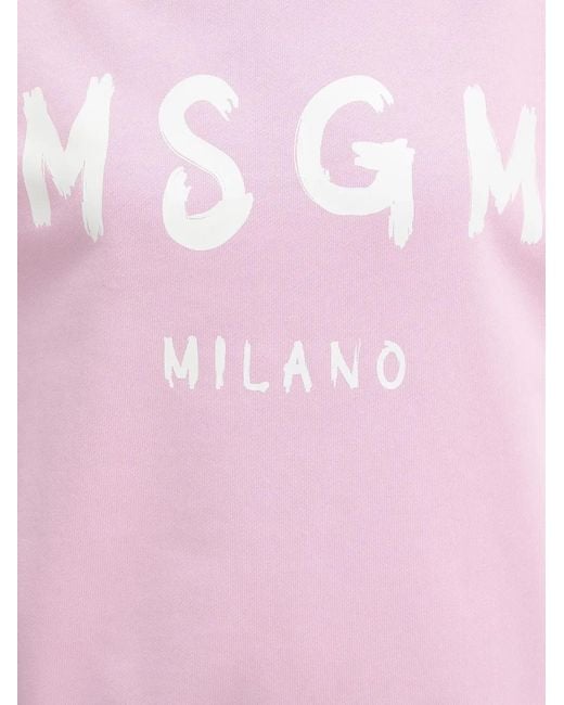 MSGM Pink Logo-Detail Hoodie