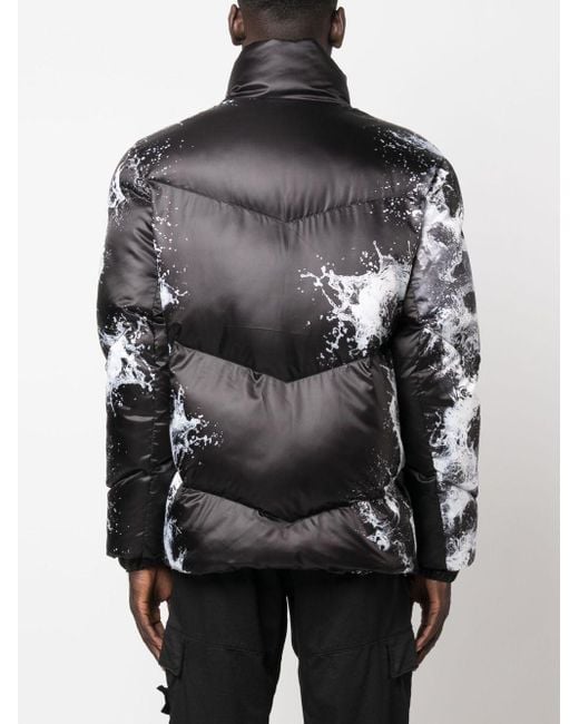 Philipp Plein Black Splash Extreme Padded Jacket for men