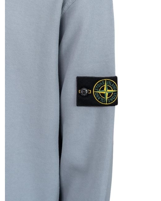 Stone Island Blue Logo-Patch Sweatshirt for men