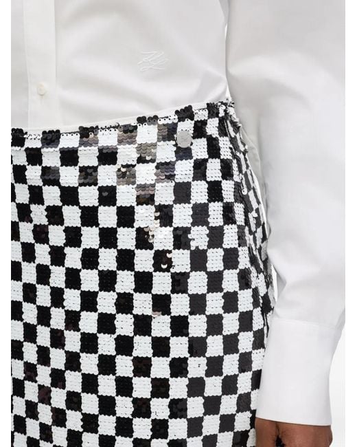 Karl Lagerfeld White Checkerboard Mini Skirt