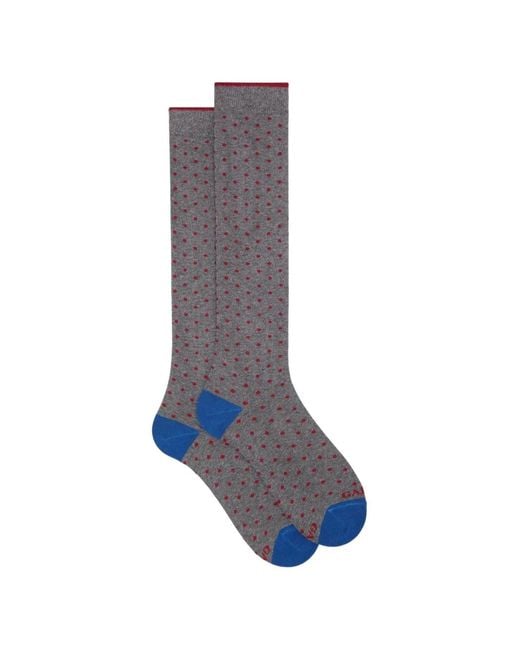 Gallo Blue Polka-Dot Cotton Socks for men