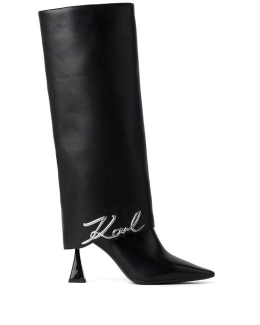 Karl Lagerfeld Black 90Mm Debut Fold-Down Boots