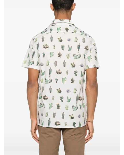 Paul Smith White Printed Cotton Shirt for men