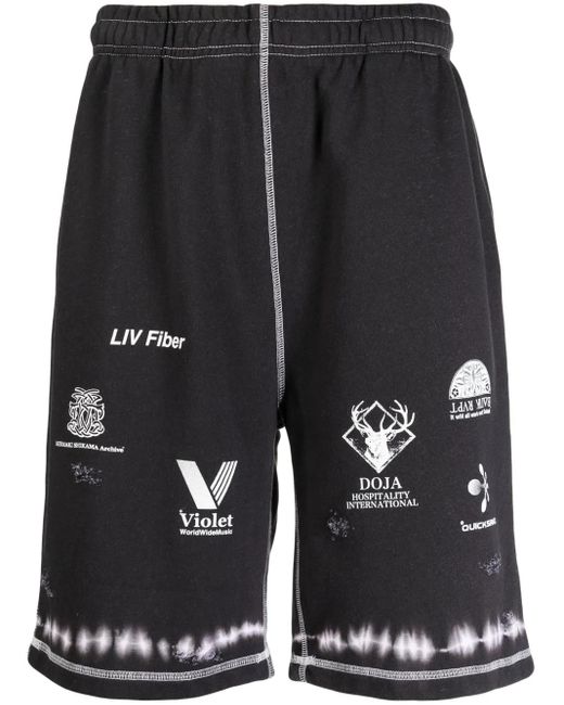 Children of the discordance Black Graphic-Print Elasticated-Waistband Shorts for men