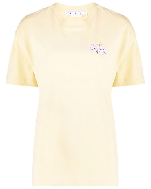 Off-White c/o Virgil Abloh Natural Floral Logo-Print Short-Sleeve T-Shirt