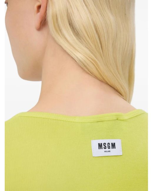 MSGM Yellow T-Shirt À Patch Logo