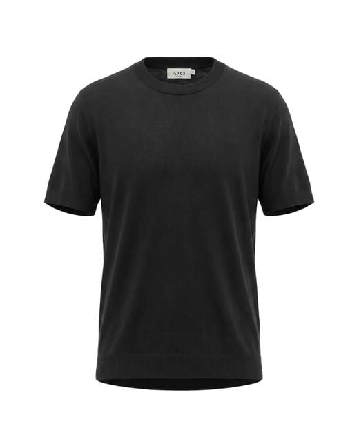 Altea Black Fine-Knit Short-Sleeve T-Shirt for men