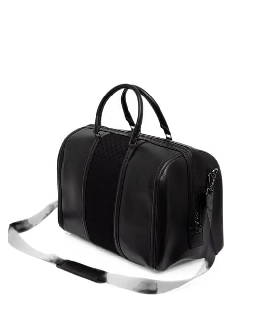 Karl Lagerfeld Black Monogram-Pattern Logo-Plaque Holdall for men
