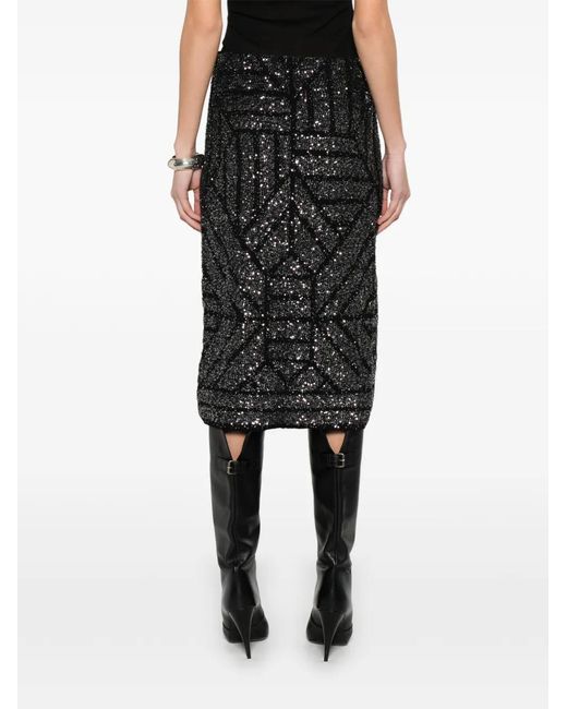 Circus Hotel Black Geometric Sequin Skirt