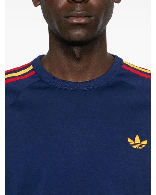 Adidas Blue 3-Stripes-Logo T-Shirt for men