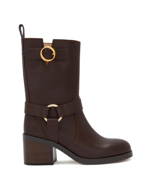 Odissi Brown Harnessed Strap Biker Boots