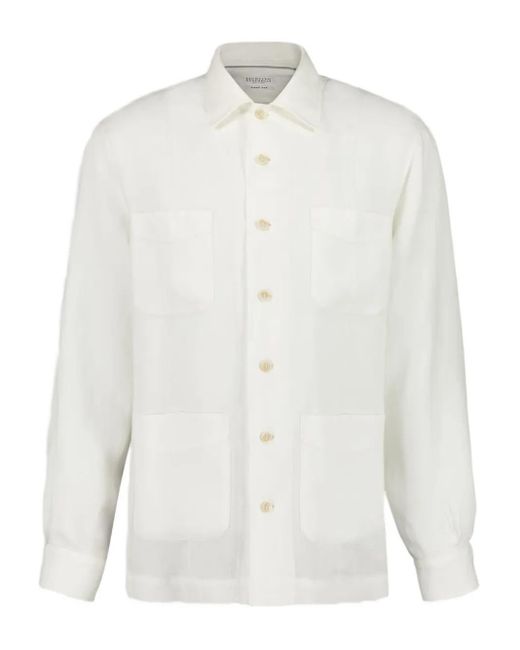 メンズ Brunello Cucinelli ポケットディテール シャツ White