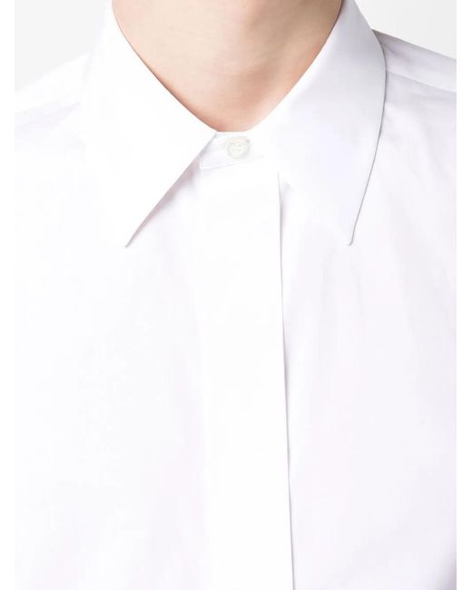 McQueen White Pointed-Collar Poplin Shirt for men