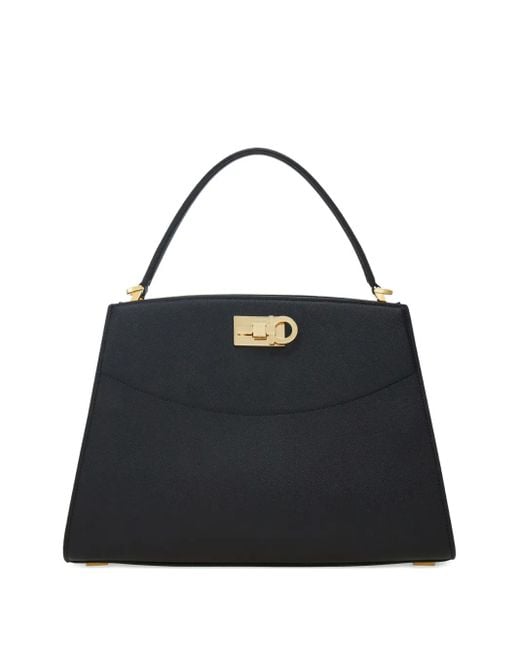 Ferragamo Black Medium Studio Box Tote Bag