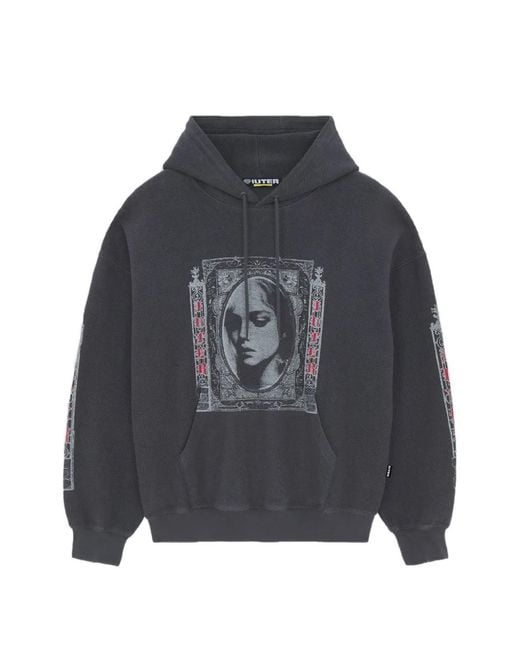 Iuter Gray Fallen Love Graphic-Print Drawstring Hoodie for men